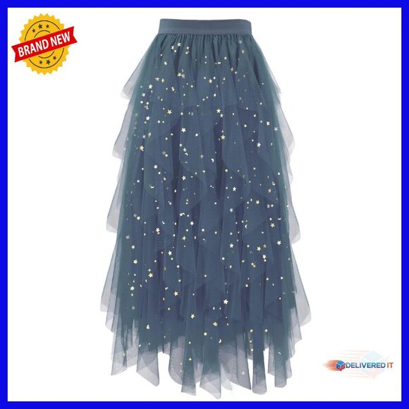 Dresses & Skirts - Tulle A-Line Midi Skirt High Elastic Waist Tiered Fairy Style